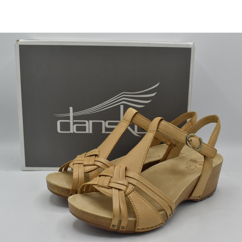 Dansko Women EU 41 Tia Tan Leather Strappy Open Toe Sandals Shoes Beachy Preppy